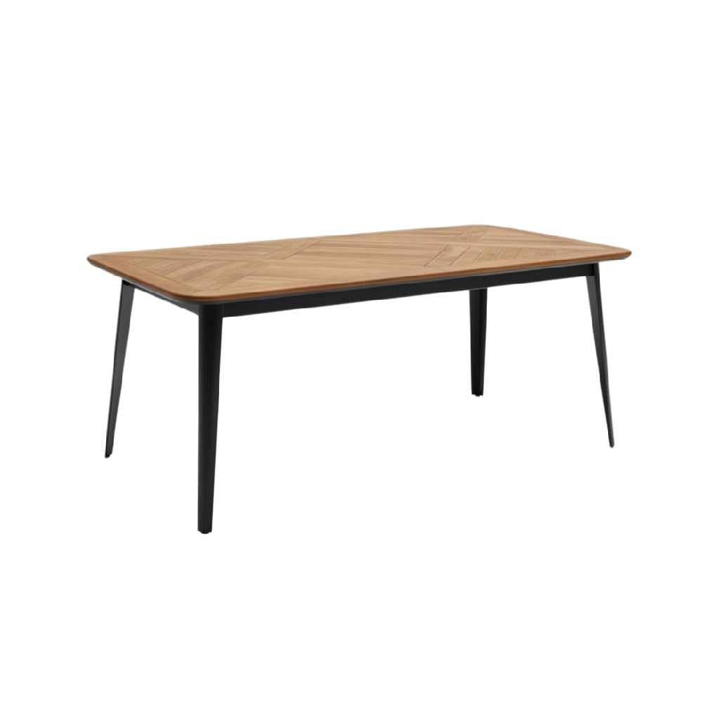 Modern Wooden Dining Table with Black Metal Legs