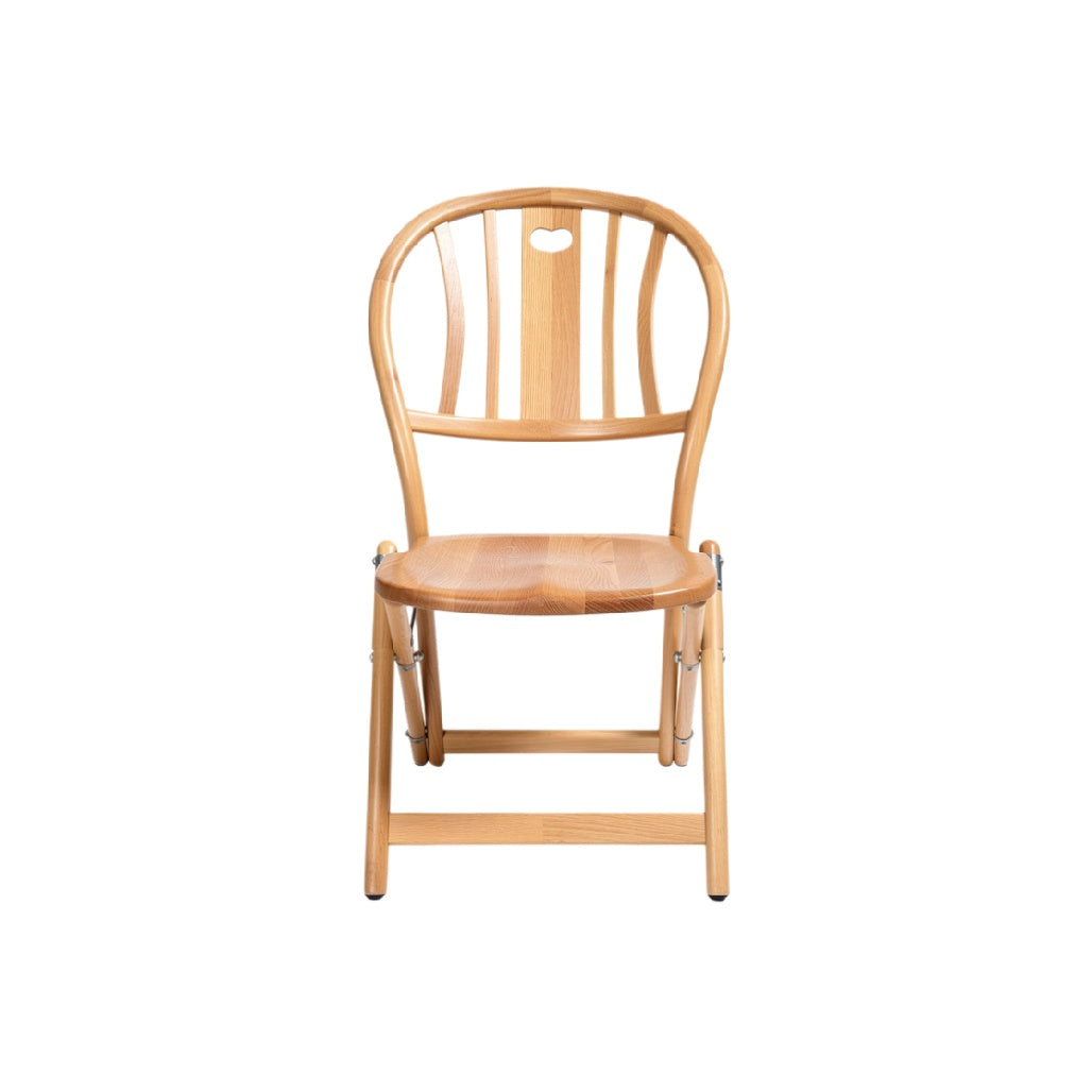 Minimalist Wooden Chair with Curved Backrest and Natural Finish
