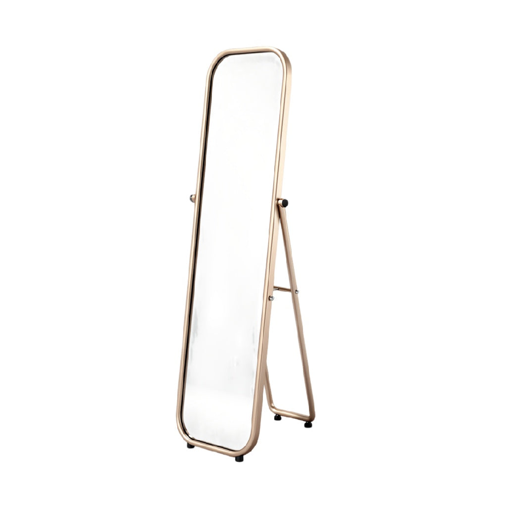 Gold-Finish Freestanding Full-Length Mirror with Modern Frame Design