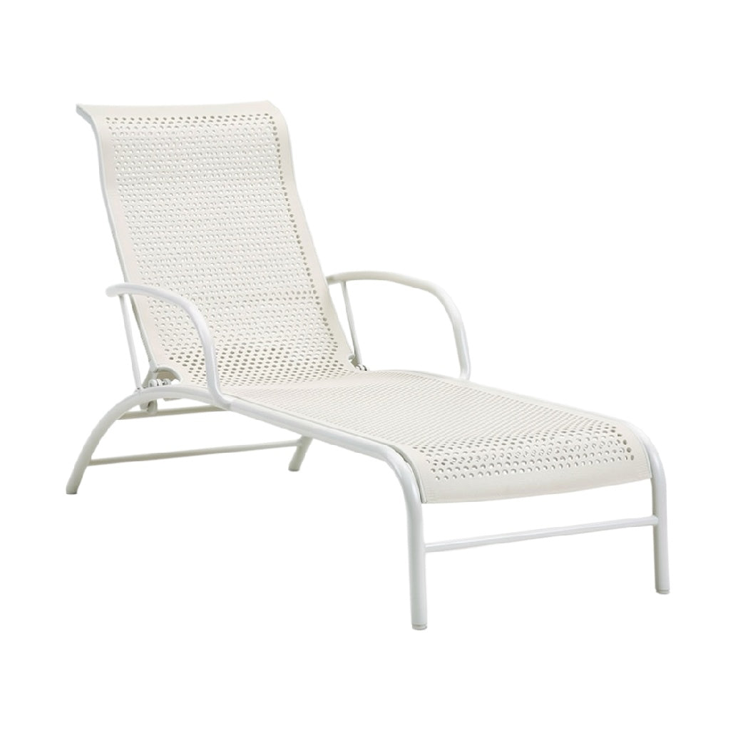 Modern White Aluminum Lounge Chair with Perforated Design